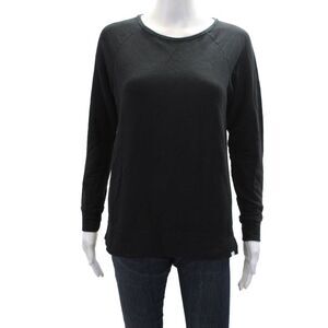 Jason Scott Womens Cotton Round Neck Long Sleeve Casual Top Black Size S